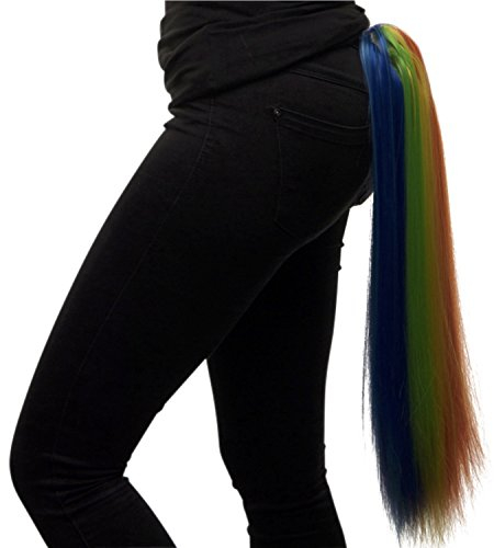 Einhorn Regenbogen Pferdeschwanz bunt Perücken Halloween Perücke
