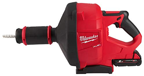 Milwaukee Stantuffo M18 FUEL con sprial da 10 mm e lungo 10,6 m, con secchio di trasporto, batteria M18B2, rosso e nero, 3/8_pollice