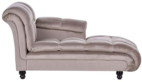 Chaiselongue links braun taupe Holzfüße Arm- & Rückenlehne gesteppt Lormont