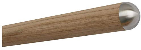 Eiche Handlauf Geländer Holz unbehandelt roh fein geschliffen Ã˜ 42 mm mit Edelstahl Endstücken ohne Halter Länge: 4500 mm / 450 cm / 4,5 m Enden: halbrunde Edelstahlkappe