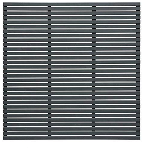 Forest Garden 1.8m x 1.81m Contemporary Slatted Fence Panel - Anthracite Grey - Pack of 3