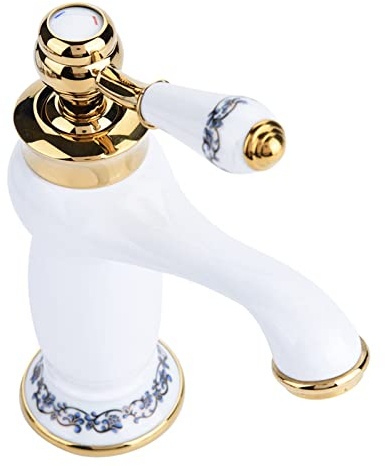 GOTOTOP Bathroom Sink Taps Mono Basin Mixer Tap Single Handle Sink Basin Taps with Cold/Hot Water Control White