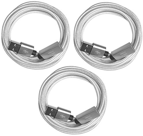 i! - 3X 50cm Premium Nylon USB Verlängerung Verlängerungskabel - A-Stecker auf A-Buchse - Silber weiß