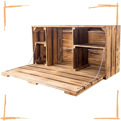 Große geflammte Wand Hängebar mit Integrierter Arbeitsplatte Holztruhe Holzkiste Obstkiste Barregal 81x41x31cm
