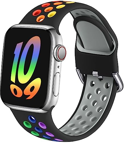 Muranne Cinturino sportivo compatibile con Apple Watch da 38 mm, 40 mm, 41 mm, 42 mm, 44 mm, 45 mm, 49 mm, per donne e uomini, cinturino di ricambio in morbido silicone traspirante per iWatch Ultra
