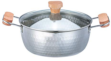 KELUNIS Binaural Yukihira Saucepan with Glass Lid, 8.66Inch 430 Stainless Steel Saucepan, Nonstick Japanese Style Yukihira Pan, Suitable for 3-4 People