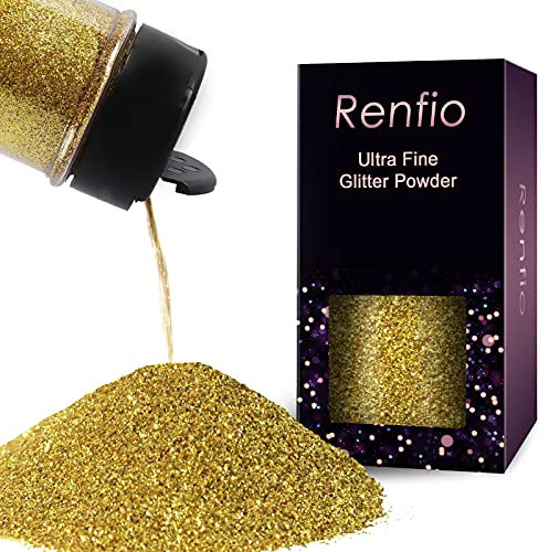 Renfio Poudre De Paillette Ultra Fines En Résine Métallique De 2,11oz 60g, Pour Paillettes Corps, Paillettes Visage, Ongles Nail Art, Maquillage Festival, Décoration – Doré