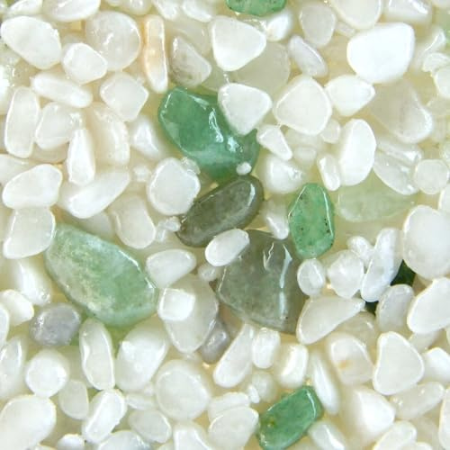 Terralith Edelsteinteppich Mix Aventurin/Weiß Komplett-Set für 1qm - Körnung: 2-4mm mit Epoxidharz Bindemittel - für Außen mit Halbedelsteinen in Grün