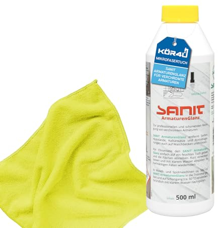 Sanit Armaturenglanz 500ml, speziell für verchromte beschichtete Armaturen, inklusive Mikrofasertuch by kör4u - Made in Germany