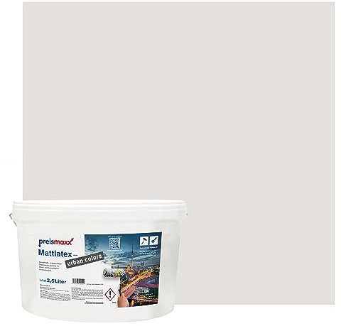 Preismaxx Mattlatex Farbe für Innen urban colors, bunte Wandfarbe Latexfarbe matt, grau, greige, greige 10L