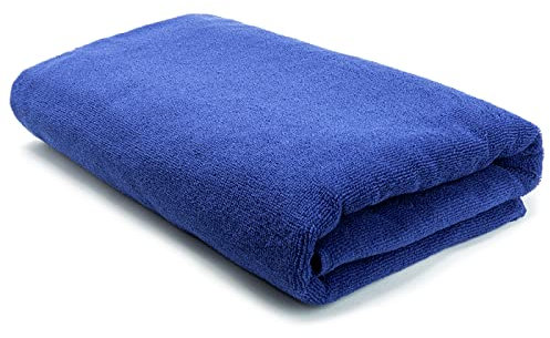 QILZO Toalla de Playa 100% Algodón 80x160cm, Toalla de Piscina Grande de Secado Rápido, Toalla Grande para Camping, Viajes y Hogar (Azul)