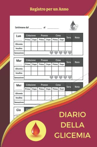 Diario della Glicemia: Quaderno per Diabetici nel Quale Registrare i Valori del Glucosio nel Sangue e le Dosi di Insulina per 53 Settimane