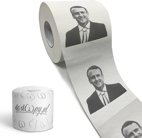 Papier toilette avec Emmanuel Macron - rouleau de 30m, 3 couches, perforation - Dodoopy