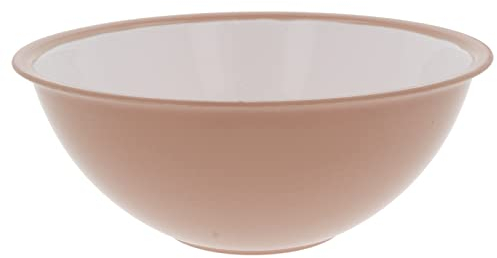 Salad Bowl Plastic Large Serving Bowl Lightweight Reusable Salad Fruit Serving Bowl Unbreakable Durable Multi-Use Kitchen Bowl Ideal for Party, BBQs, Picnics, Two-Tone (Round, Brown)