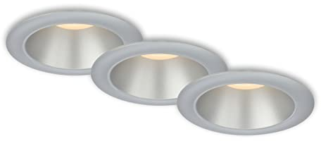 BRILONER Leuchten - 3er Set Bad Einbauleuchten LED, Einbaulampen, zurückgesetzte LED, IP44 Spritzwasserschutz, warmweißes Licht, Einbaustrahler Bad, Chrom-Matt-Silber, 95x54 mm, 7041-034