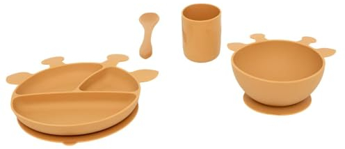 Atmosphera - Set Repas Enfant Girafe - Silicone - Jaune Ocre