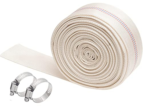 Eoiips 6,3 cm x 1,8 m Länge Gartenschlauch, PVC Flexibler Flachschlauch Polyester Leichter Wasserschlauch mit verstellbarer Schlauchschelle für Terrasse Garten Rasen Bewässerung & Schwimmbad