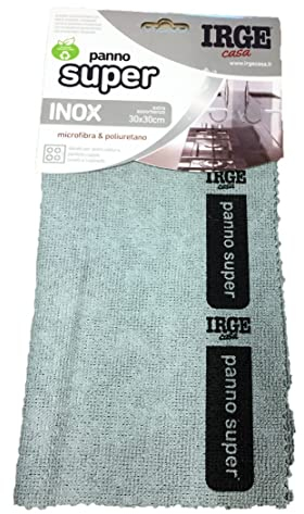 IRGE CASA panno in microfibra e poliuretano 300 gr/mq inox 30x30 cm per la casa per l'auto, per la barca per inox multiuso