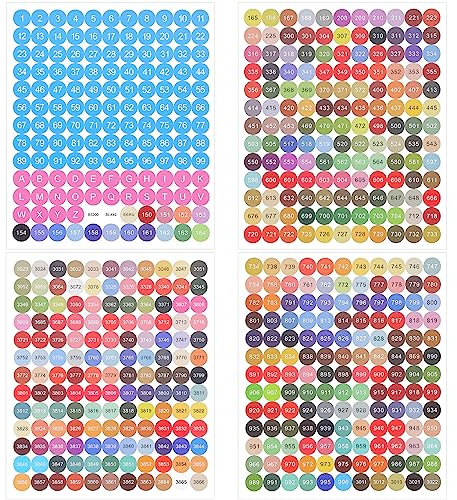 4 Blatt Zahlen Aufkleber Runde Klebezahlen Farbnummern Number Stickers Dmc 447 Mehrfarbige Etiketten Zahlenaufkleber Für Klassifizierungsetiketten Für Diamantbilder