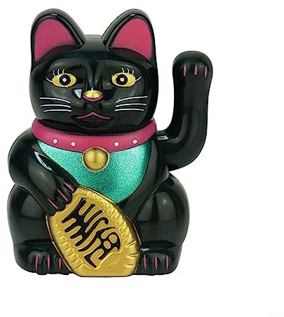Solar Maneki Neko Winkekatze, Mini Solarbetriebene Fortune Cat Glücksbringer Mit Dem Winkenden Arm-Ausgangsanzeige-Auto-Dekor Begrüßen, 5.2 cm