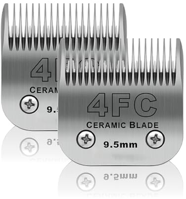 BESTBOMG 2 unité Lame de Rechange pour toilettage de Chiens,Compatible avec Les séries Heiniger/Moser Max45/Andis/Oster A5 Tondeuse pour Chien,Taille 4FC 3/8(9,5mm) Longueur de Coupe