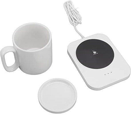 KOSDFOGE Coffee Mug Warmer for Desk, 3 Gears Control USB Powered Heating Coaster Milk Cup Insulation Warmer, for Heating Coffee, Beverage, Milk, Tea and Hot Chocolate(White)