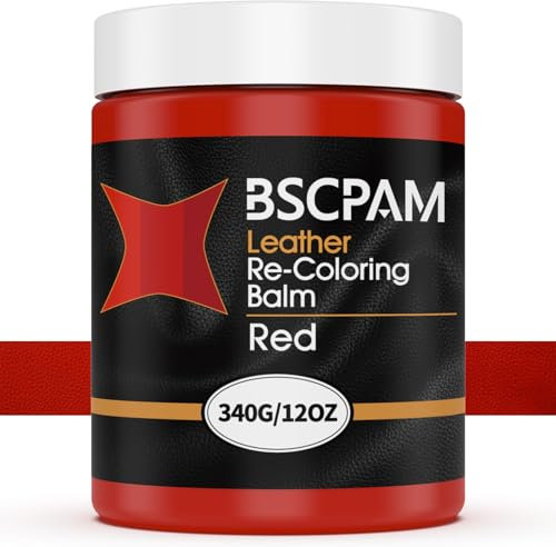 BSCPAM Leder-Balsam, 340 g, großes Volumen, Leder-Couch-Reparaturset, Möbelfarbstoff-Restaurer, Leder für Sofas, Schuhe, Leder-Couch-Farbe, schnell trocknender Lederbalsam, Rot