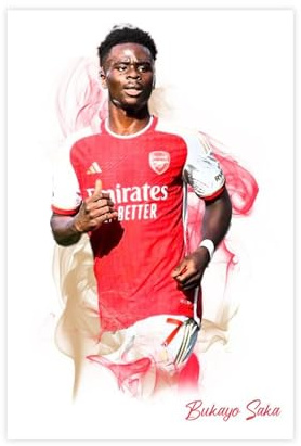 MAHWER Bukayo Saka – Fußballspieler-Poster, Leinwand, Poster, Schlafzimmer, Dekoration, Sport, Landschaft, Büro, Raumdekoration, Geschenk, ungerahmt, 30 x 45 cm