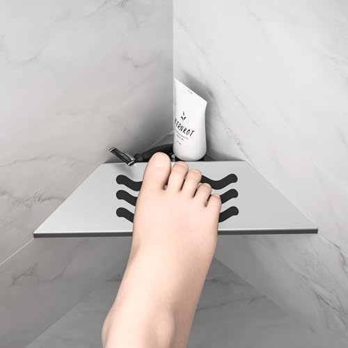 Bernkot 10'' Corner Foot Rest for Shaving Legs, Wall Mounted Foot Ledge for Bathroom Inside Shower, 304 Stainless Steel Footrest with Shaving Holder (Brushed)