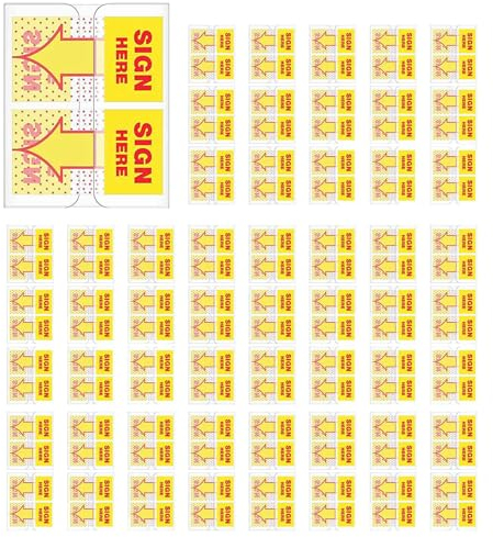 PRIZOM 900 Stück Registerkarten, unterschreiben Sie hier, Aufkleber, unterschreiben Sie hier, Flaggen mit Flagge, Pfeile, 1 (gelb)