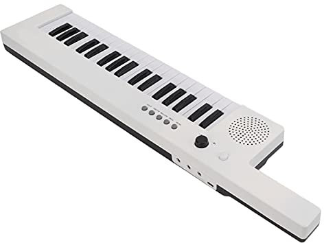 Portable 37 Key Keyboard Piano - Mini Keytar Education Musical Instrument with 32 Note Polyphony, Lithium Battery, Stereo, Multifunctional Keys (BF-3755 white)