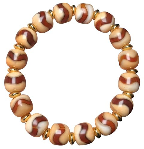 YHDONE Tibetisches Dzi-Perlenarmband mit hohem Ölgefasstem Achat, gelb und rot, Wasserlinie, Dzi-Perlenschnurarmband (mit Zertifikat) für Damen und Herren, Jade-Armbänder für Herren, middle, Achat,
