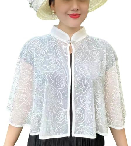FAIRYGATE Poncho Damen Schal Stola Elegante Bolero Leichter Sommerjacke Braut Schal für Brautkleid Hochzeit Abendkleid Festlich B6908