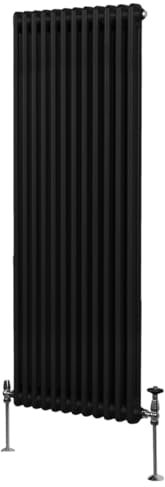 Radiateur Traditionnel à Double Colonne 1800 x 562 mm, Chauffage Moderne Vertical en Acier au Carbone Noir Mat, Cuisine Salon Salle de Bain [Brosse, Attaches Murales & Supports INCLUS]
