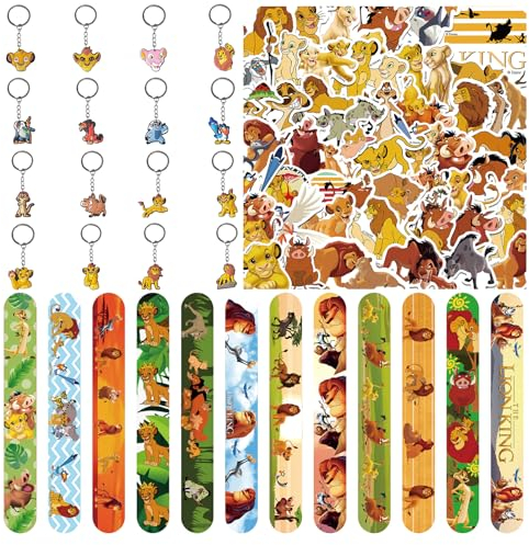 78Pcs König der Löwen Party Geschenk, Party Klatschen Armband, Aufklebers, König der Löwen Schlüsselanhänger, Slap Bands, König Löwen Kindergeburtstag Mitgebsel, für Jungen Mädchen Gastgeschenke