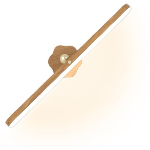 Peppy Lumières LED rechargeables pour miroir de salle de bain, luminaires magnétiques à trois niveaux à intensité variable avec contrôle tactile, barre lumineuse en bois pour salle de bain, salon,