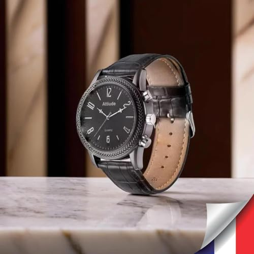 Active Media Concept Montre Caméra Espion Full HD 1080p Vision Nocturne Enregistrement Audio Vidéo 32 Go Stockage Batterie Rechargeable Design Élégant Bracelet Cuir