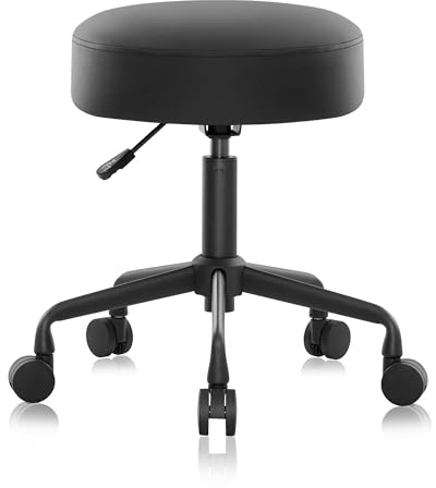 Heavy-Duty Rolling Stool, Adjustable Swivel Chair with Thick Seat