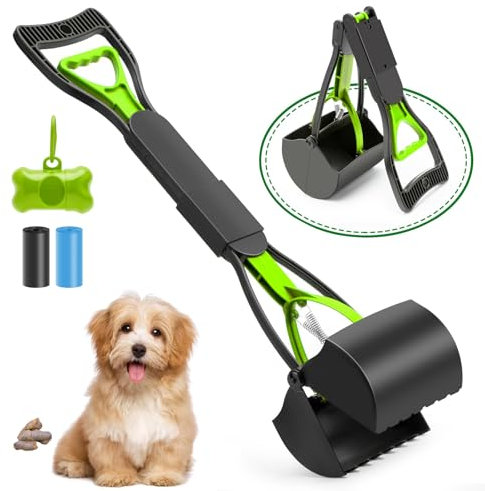 JOZMMZEOOA 4 Pièces Ramasse Crotte pour Chien,Mâchoires Pliantes Pelle Crotte Chien Grande Capacité Pince Crotte Chien avec Une Prise Confortable Pince Ramasse Crotte,pour Promener Chien