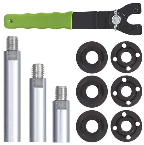 Laexepelle 5/8-11 Angle Grinder Extension Shaft Connecting Rod with Grinder Adjustable Spanner Wrench Flange Nut Set for Bosch Milwaukee Dewalt Makita Metabo Ryobi Black Decker (3+4+5.5)