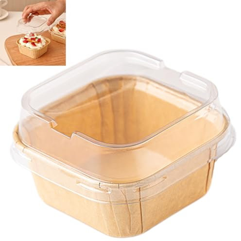 Smaoqingji Boite Tiramisu Jetable Avec Couvercle - Paquet de 25 Pièces, de Couleur Jaune, Empêche les Aliments D'être Ecrasés et Présente Clairement Aliments Savoureux Etanche et Résistant à L'huile