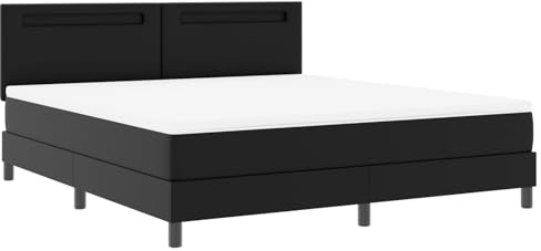 vidaXL Boxspringbett mit Matratze Schwarz Super King Faux Leder