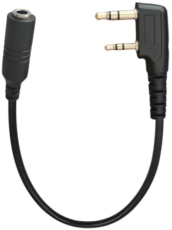 25cm Headphone Radio Adapter for K Type 2 Pin Radio, 3.5mm Headset with Mic Portable Radio Mic Adapter Cord