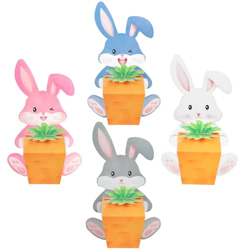 24 Stück Osterkarotten zum befüllen, kleine Geschenkboxen 5x5cm mini Karotten Kisten mit Osterhasen Design Alternative Osterkörbchen Ostern Deko Osternest zum Basteln für Kinder