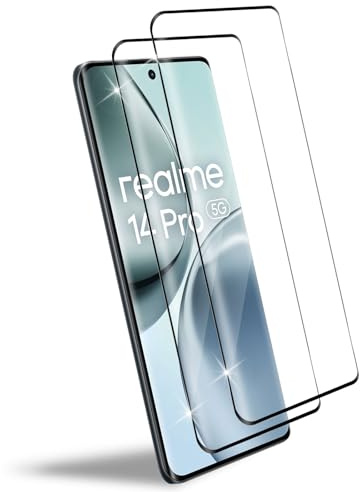 HidWee Compatible con Realme 14 Pro 5G Cristal Templado, 2Pcs [3D Cobertura Completa] Protector de PantallaAntihuellas, Anti-Arañazos, 9H Dureza HD Vidrio Templado