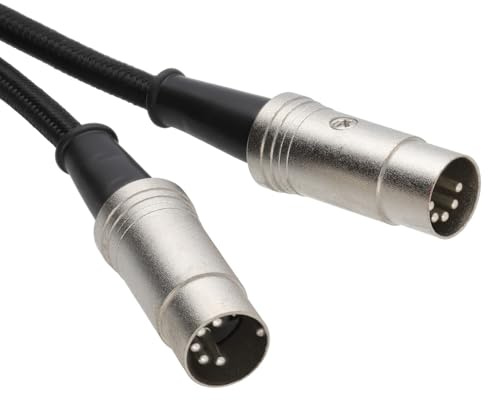 kenable Professional MIDI Cable 5 Pin DIN Fully Wired Braided Shielded Audio Lead for Keyboards Synthesizers Sound Modules 5m Black