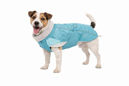 Spirit Softshell Hundemantel Pacific – Warmer, wasserabweisender Wintermantel für Hunde mit Fleece-Futter, reflektierend, verstellbar, Leinenöffnung, türkis (40cm)