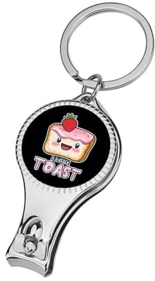 I Love Toast Strawberry Nail Clippers Fingernail Cutters with Bottle Opener Keychain Sharp Sturdy