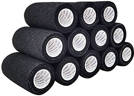 COMOmed selbstklebender verband elastische binde handgelenk bandage pflaster rolle Dog Bandagen Tierische Bandagen Schwarz 10 cm X 12 Bände