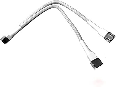 Shakmods 3 pin Fan Y Splitter 20cm White Sleeved Extension Cable UK First Class